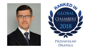 Prof. Przemysław Drapała wyróżniony w prestiżowym rankingu Chambers Global 2018 w kategorii Dispute Resolution