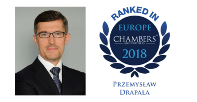 Chambers Europe 2018 – Wyróżnienie dla Prof. Przemysława Drapały i kancelarii JARA DRAPAŁA & PARTNERS